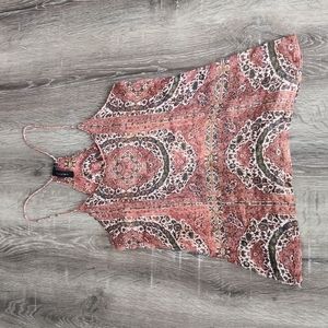 Knot Sisters Pink and Brown Patterned Top Small